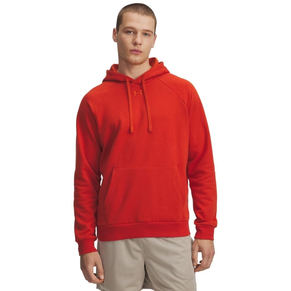 Under Armour Mens Hoodie Rival Fleece Orange Large Pullover NWT Sportswear Gym
